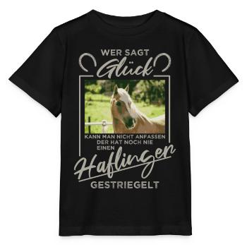 Haflinger "Glück" - Stanley/Stella Kinder T-Shirt MINI CREATOR  - Schwarz - Vorne - Mikhail (115cm)