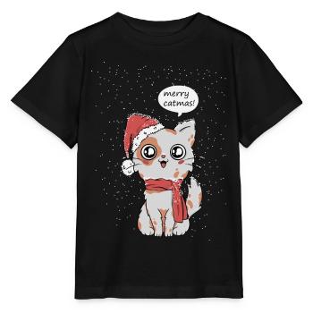 Cats Christmas - Stanley/Stella MINI CREATOR Kids’ T-Shirt - black - Front - Mikhail (115cm)