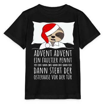 Advent Advent ein Faultier pennt Weihnachten - Stanley/Stella Kinder T-Shirt MINI CREATOR  - Schwarz - Vorne - Mikhail (115cm)