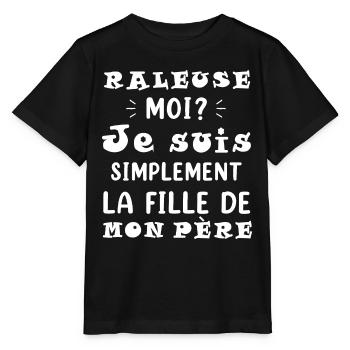 Râleuse je suis la fille de mon père cadeau humour - T-shirt bio MINI CREATOR Stanley/Stella Enfant - noir - Devant - Mikhail (115cm)