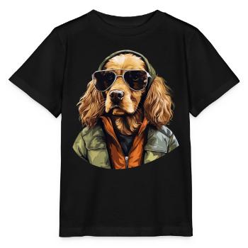 Schlappohren Club | Cocker Spaniel Grafik - Stanley/Stella Kinder T-Shirt MINI CREATOR  - Schwarz - Vorne - Mikhail (115cm)