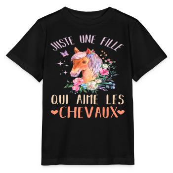 Juste une fille qui adore les chevaux cadeau - T-shirt bio MINI CREATOR Stanley/Stella Enfant - noir - Devant - Mikhail (115cm)