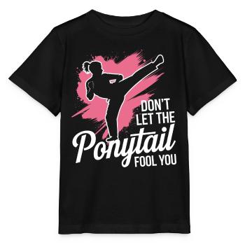 Queue de cheval avec puissance - T-shirt bio MINI CREATOR Stanley/Stella Enfant - noir - Devant - Mikhail (115cm)
