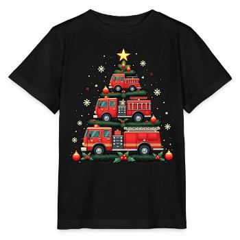 Camion de pompiers drôle, Camion de pompiers, Noël - T-shirt bio MINI CREATOR Stanley/Stella Enfant - noir - Devant - Mikhail (115cm)