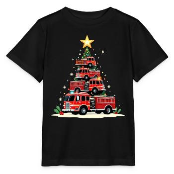 Camion de pompiers drôle, Camion de pompiers, Noël - T-shirt bio MINI CREATOR Stanley/Stella Enfant - noir - Devant - Mikhail (115cm)