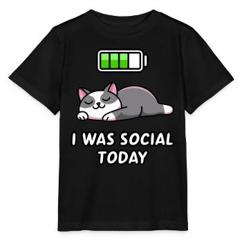 Recharge Mode: I Was Social Today - Stanley/Stella MINI CREATOR Kids’ T-Shirt - black - Front - Mikhail (115cm)