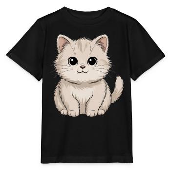 Persian cat - Stanley/Stella MINI CREATOR Kids’ T-Shirt - black - Front - Mikhail (115cm)