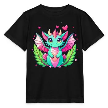 Farbenfroher Drache - Stanley/Stella Kinder T-Shirt MINI CREATOR  - Schwarz - Vorne - Mikhail (115cm)