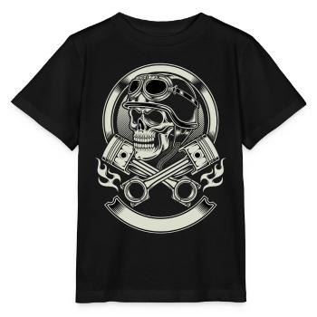 Totenschädel Skull mit Helm - Stanley/Stella Kinder T-Shirt MINI CREATOR  - Schwarz - Vorne - Mikhail (115cm)