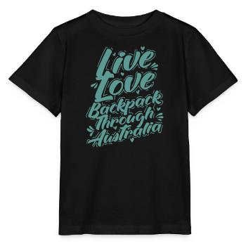 Live Love Backpack through Australia - Stanley/Stella MINI CREATOR Kids’ T-Shirt - black - Front - Mikhail (115cm)