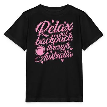 Relax and Backpack through Australia Outback - Stanley/Stella MINI CREATOR Kids’ T-Shirt - black - Front - Mikhail (115cm)