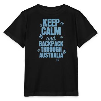 Keep Calm and Backpack through Australia - Stanley/Stella MINI CREATOR Kids’ T-Shirt - black - Front - Mikhail (115cm)
