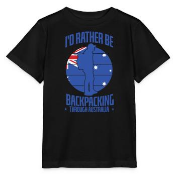 I'd rather be Backpacking through Australia - Stanley/Stella MINI CREATOR Kids’ T-Shirt - black - Front - Mikhail (115cm)