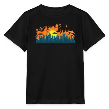 Skyline mit Graffiti Gebäude Stadt - Stanley/Stella Kinder T-Shirt MINI CREATOR  - Schwarz - Vorne - Mikhail (115cm)