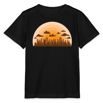 Skyline mit Wolken über der Stadt Gebäude - Stanley/Stella Kinder T-Shirt MINI CREATOR  - Schwarz - Vorne - Mikhail (115cm)