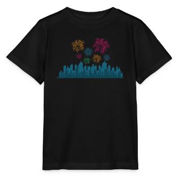 Skyline zu Silvester und Neujahr Gebäude Stadt - Stanley/Stella Kinder T-Shirt MINI CREATOR  - Schwarz - Vorne - Mikhail (115cm)