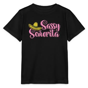 Sassy Senorita Sombrero Holiday Mexico - Stanley/Stella MINI CREATOR Kids’ T-Shirt - black - Front - Mikhail (115cm)