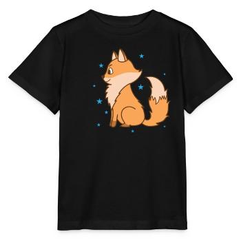 Fox is attentive Wild animal Red fox - Stanley/Stella MINI CREATOR Kids’ T-Shirt - black - Front - Mikhail (115cm)