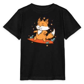 Fox surfs on the water Animal Nature - Stanley/Stella MINI CREATOR Kids’ T-Shirt - black - Front - Mikhail (115cm)