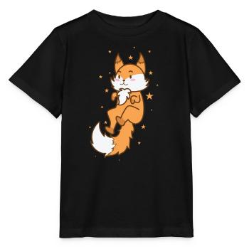 Fox in space Zoo Animal Nature Environment - Stanley/Stella MINI CREATOR Kids’ T-Shirt - black - Front - Mikhail (115cm)