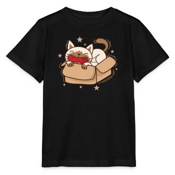 Cat in carton Siamese Cat Pet - Stanley/Stella MINI CREATOR Kids’ T-Shirt - black - Front - Mikhail (115cm)