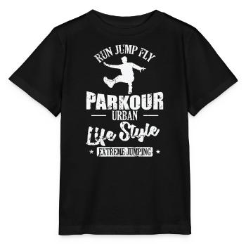 Run Jump Fly Parkour Urban Life Style Sport - Stanley/Stella MINI CREATOR Kids’ T-Shirt - black - Front - Mikhail (115cm)