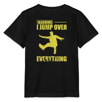 Warning I jump over Everything Parkour Sport - Stanley/Stella MINI CREATOR Kids’ T-Shirt - black - Front - Mikhail (115cm)