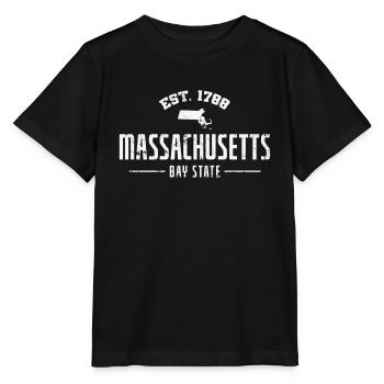 Massachusetts fondé en 1788 Bay State États-Unis - T-shirt bio MINI CREATOR Stanley/Stella Enfant - noir - Devant - Mikhail (115cm)