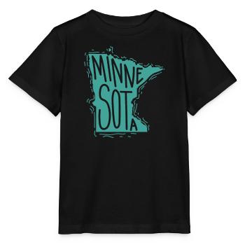 Minnesota Map Outline USA America - Stanley/Stella MINI CREATOR Kids’ T-Shirt - black - Front - Mikhail (115cm)
