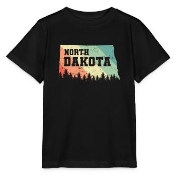 North Dakota Karte mit Skyline USA Amerika - Stanley/Stella Kinder T-Shirt MINI CREATOR  - Schwarz - Vorne - Mikhail (115cm)