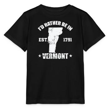 Vermont I'd rather be in Vermont Est.1791 - Stanley/Stella Kinder T-Shirt MINI CREATOR  - Schwarz - Vorne - Mikhail (115cm)