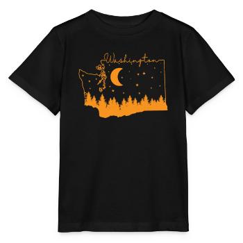 Contour de la carte de Washington avec Skyline USA - T-shirt bio MINI CREATOR Stanley/Stella Enfant - noir - Devant - Mikhail (115cm)