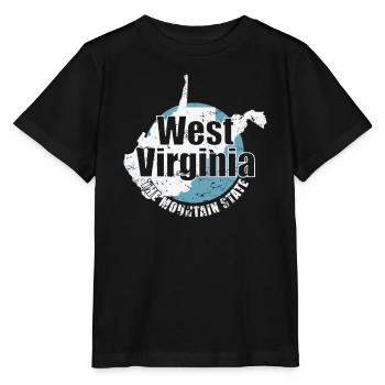 West Virginia The Mountain State USA - Stanley/Stella Kinder T-Shirt MINI CREATOR  - Schwarz - Vorne - Mikhail (115cm)