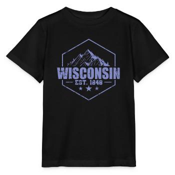 Wisconsin Est. 1848 USA Bundesstaat - Stanley/Stella Kinder T-Shirt MINI CREATOR  - Schwarz - Vorne - Mikhail (115cm)