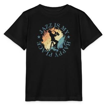 Jazz is my Happy Place Musikrichtung - Stanley/Stella Kinder T-Shirt MINI CREATOR  - Schwarz - Vorne - Mikhail (115cm)
