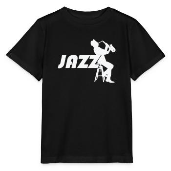 Jazz mit Saxophone auf einem Barhocker - Stanley/Stella Kinder T-Shirt MINI CREATOR  - Schwarz - Vorne - Mikhail (115cm)