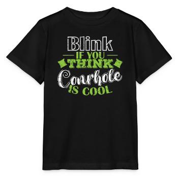 Blink if you think cornhole is cool game - Stanley/Stella MINI CREATOR Kids’ T-Shirt - black - Front - Mikhail (115cm)
