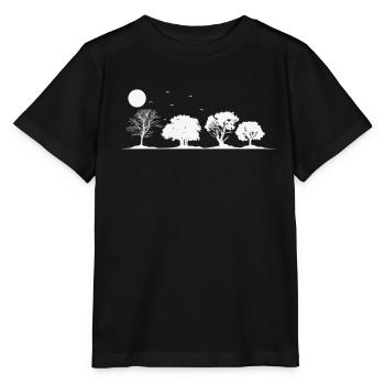 Arbres à la pleine lune Nature Forêts Feuilles - T-shirt bio MINI CREATOR Stanley/Stella Enfant - noir - Devant - Mikhail (115cm)