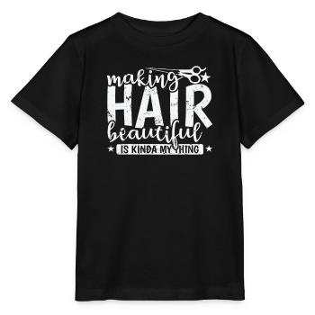 Making Hair beautiful is Kinda my Thing Friseur - Stanley/Stella Kinder T-Shirt MINI CREATOR  - Schwarz - Vorne - Mikhail (115cm)