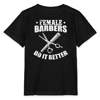 Female Barbers Do it Better Friseur Beruf Haare - Stanley/Stella Kinder T-Shirt MINI CREATOR  - Schwarz - Vorne - Mikhail (115cm)