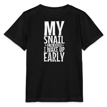 My Snail is the Reason I wake up Early - Stanley/Stella Kinder T-Shirt MINI CREATOR  - Schwarz - Vorne - Mikhail (115cm)