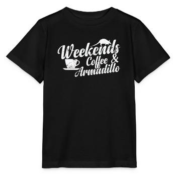 Weekends Coffee and Armadillo Mammal - Stanley/Stella MINI CREATOR Kids’ T-Shirt - black - Front - Mikhail (115cm)
