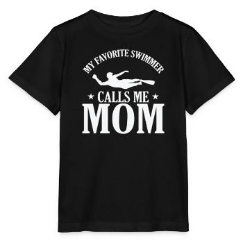 My favorite Swimmer calls me Mom Sport - Stanley/Stella Kinder T-Shirt MINI CREATOR  - Schwarz - Vorne - Mikhail (115cm)