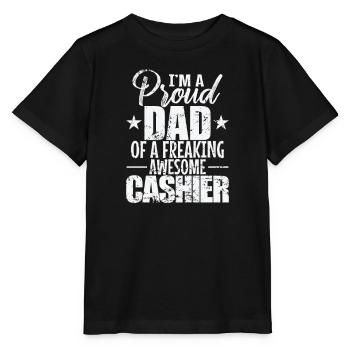 I'm a proud Dad of a freaking awesome Cashier - Stanley/Stella Kinder T-Shirt MINI CREATOR  - Schwarz - Vorne - Mikhail (115cm)