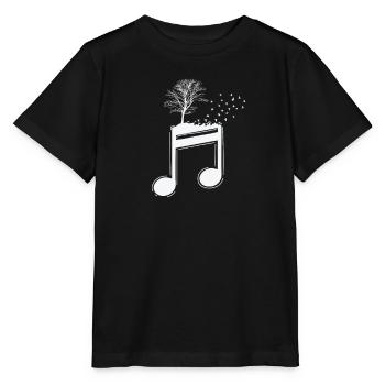 Musiknoten mit Baum und Vögel Musik - Stanley/Stella Kinder T-Shirt MINI CREATOR  - Schwarz - Vorne - Mikhail (115cm)
