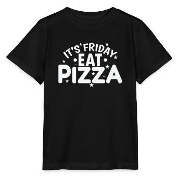 C’est vendredi Mangez de la pizza, du salami et du fromage - T-shirt bio MINI CREATOR Stanley/Stella Enfant - noir - Devant - Mikhail (115cm)