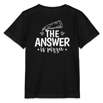 La réponse est la pizza, le salami et le fromage - T-shirt bio MINI CREATOR Stanley/Stella Enfant - noir - Devant - Mikhail (115cm)