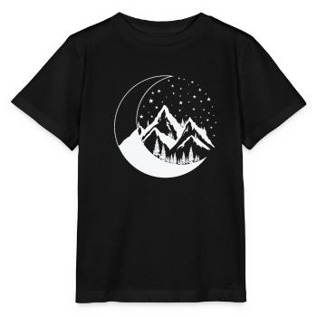 Berge und Mond Nachthimmel Kugel - Stanley/Stella Kinder T-Shirt MINI CREATOR  - Schwarz - Vorne - Mikhail (115cm)