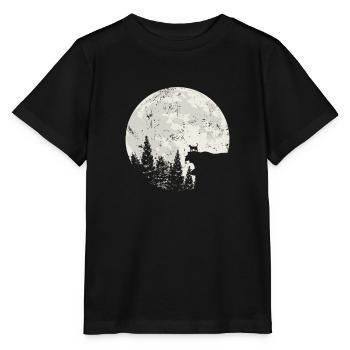 Katze im Mondlicht Nachthimmel Krater - Stanley/Stella Kinder T-Shirt MINI CREATOR  - Schwarz - Vorne - Mikhail (115cm)