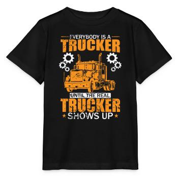 Real Trucker shows up Occupation Long-Distance Transport - Stanley/Stella MINI CREATOR Kids’ T-Shirt - black - Front - Mikhail (115cm)